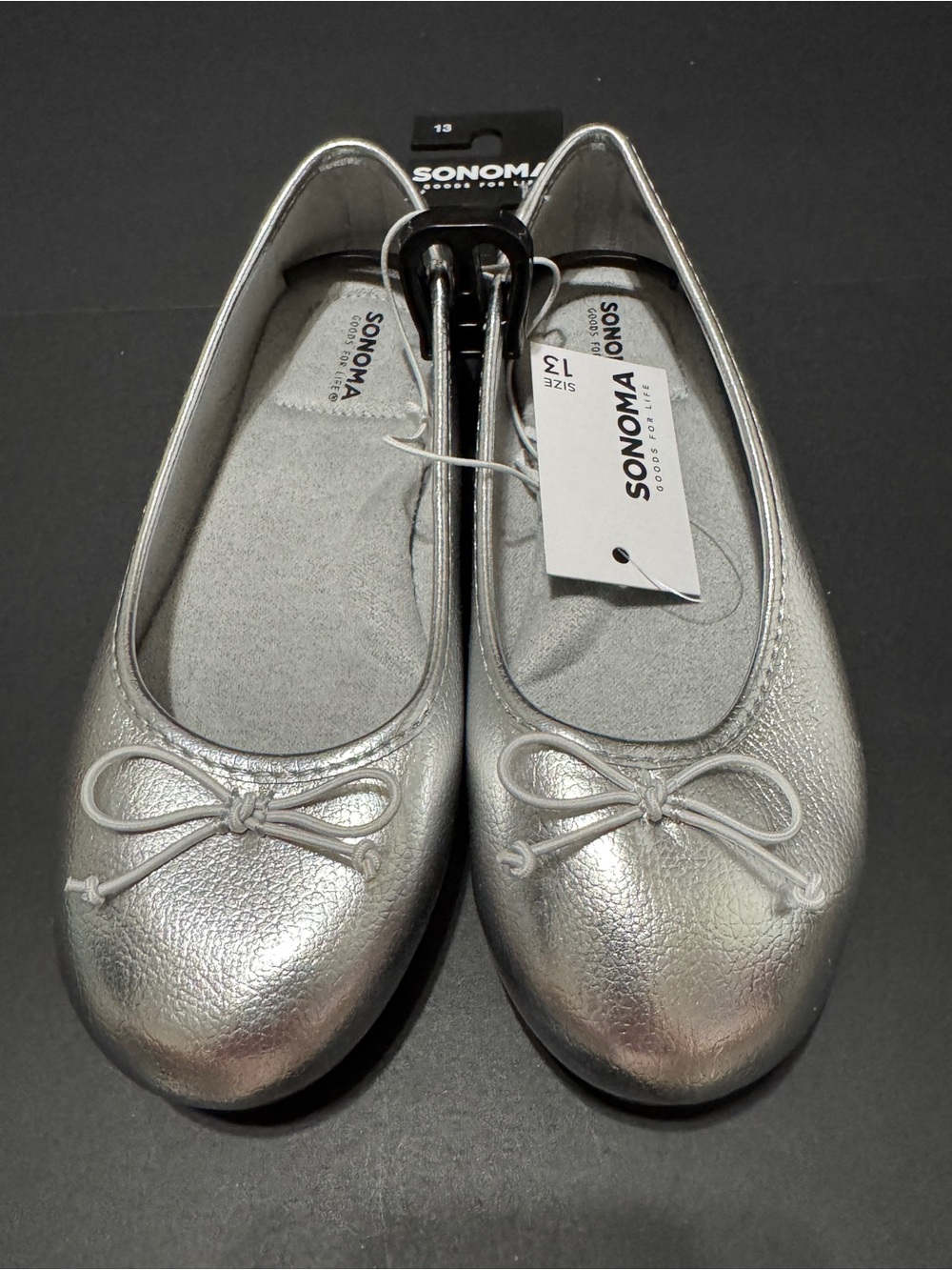 Sonoma Metallic Silver Bow Ballet Flats - Picture 2 of 7